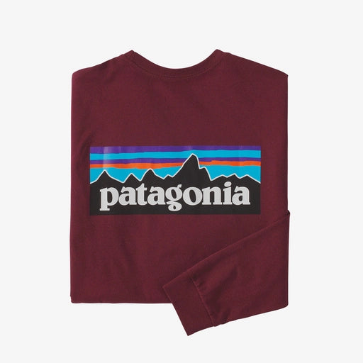PATAGONIA Men's Long-Sleeved P-6 Logo Responsibili-Tee Granate